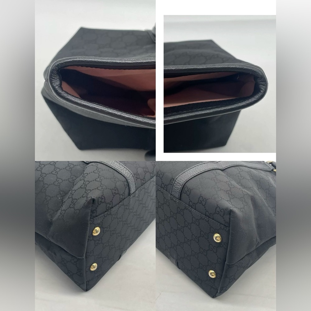 GUCCI GG Canvas Tote Bag Black Large Shopper Authentic Italy - Picture 4 of 16